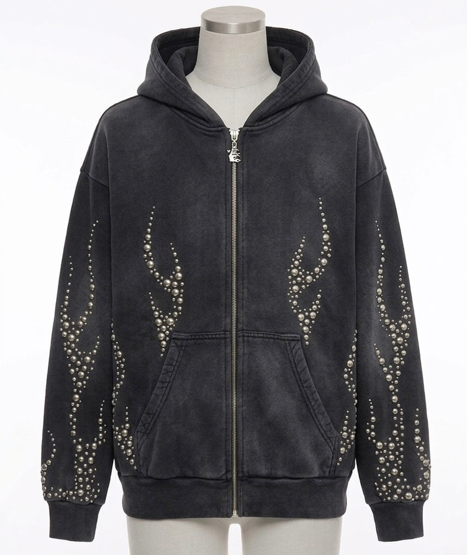 HS Studded Zip Up Hoodie