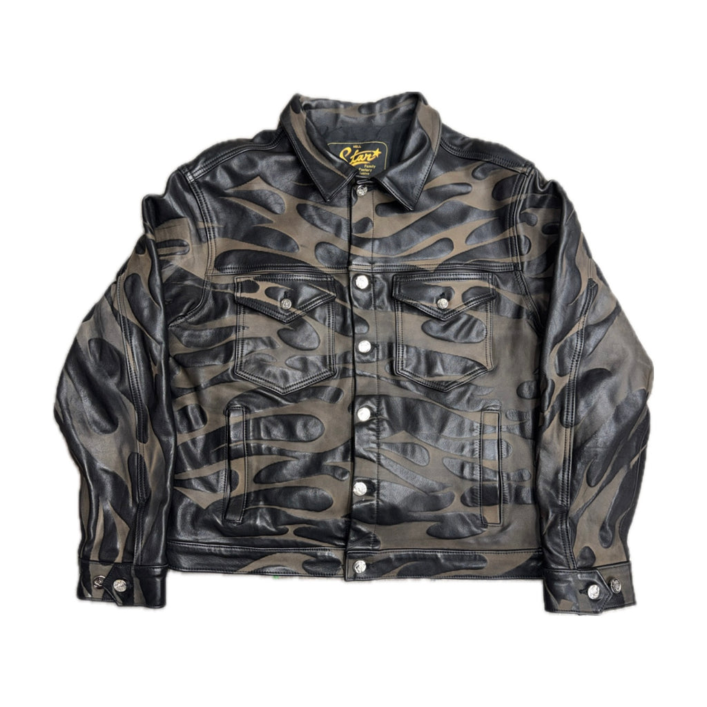 HS Tribal Leather Trucker Jacket