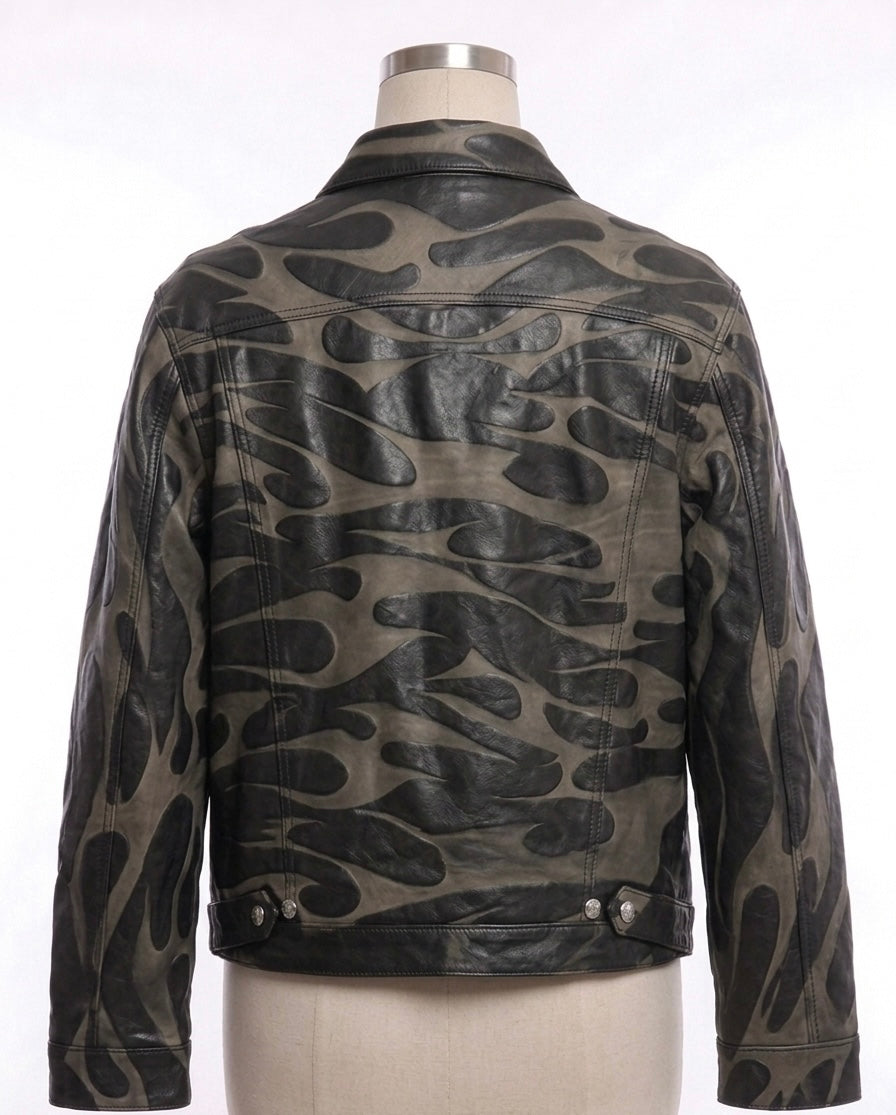 HS Tribal Leather Trucker Jacket