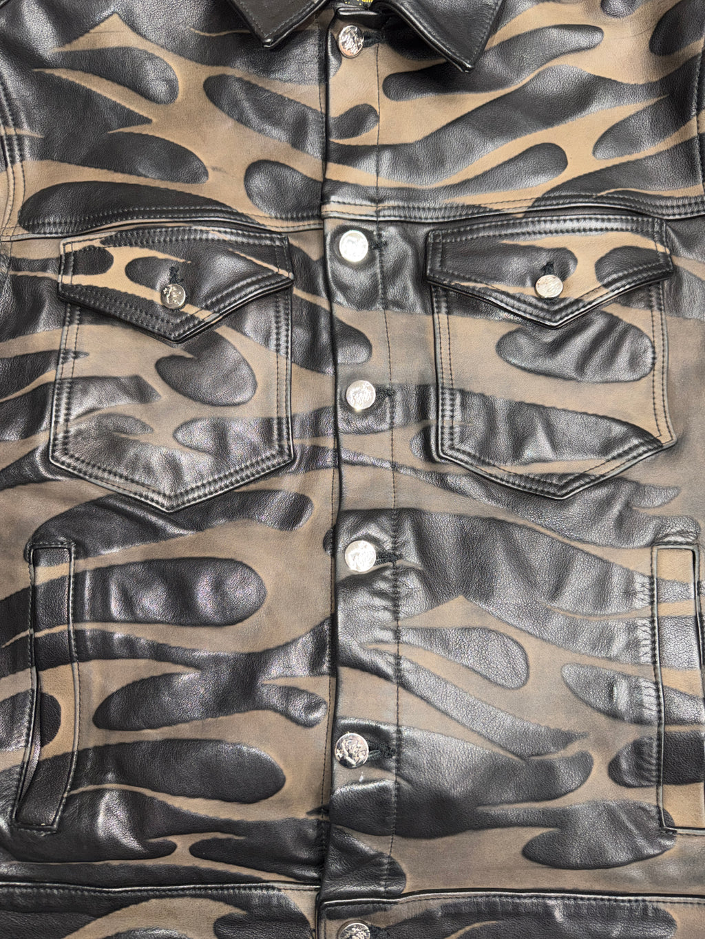 HS Tribal Leather Trucker Jacket