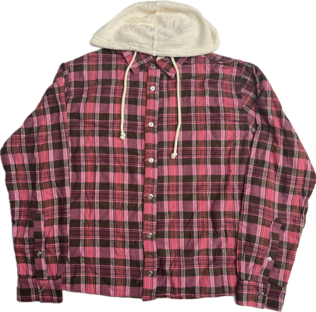 HS Plaid Hooded Button Up