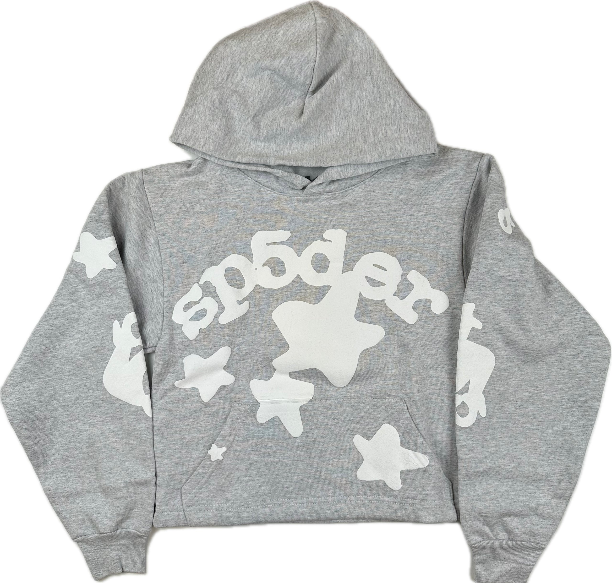 Sp5der Women’s Cropped Beluga Grey Hoodie