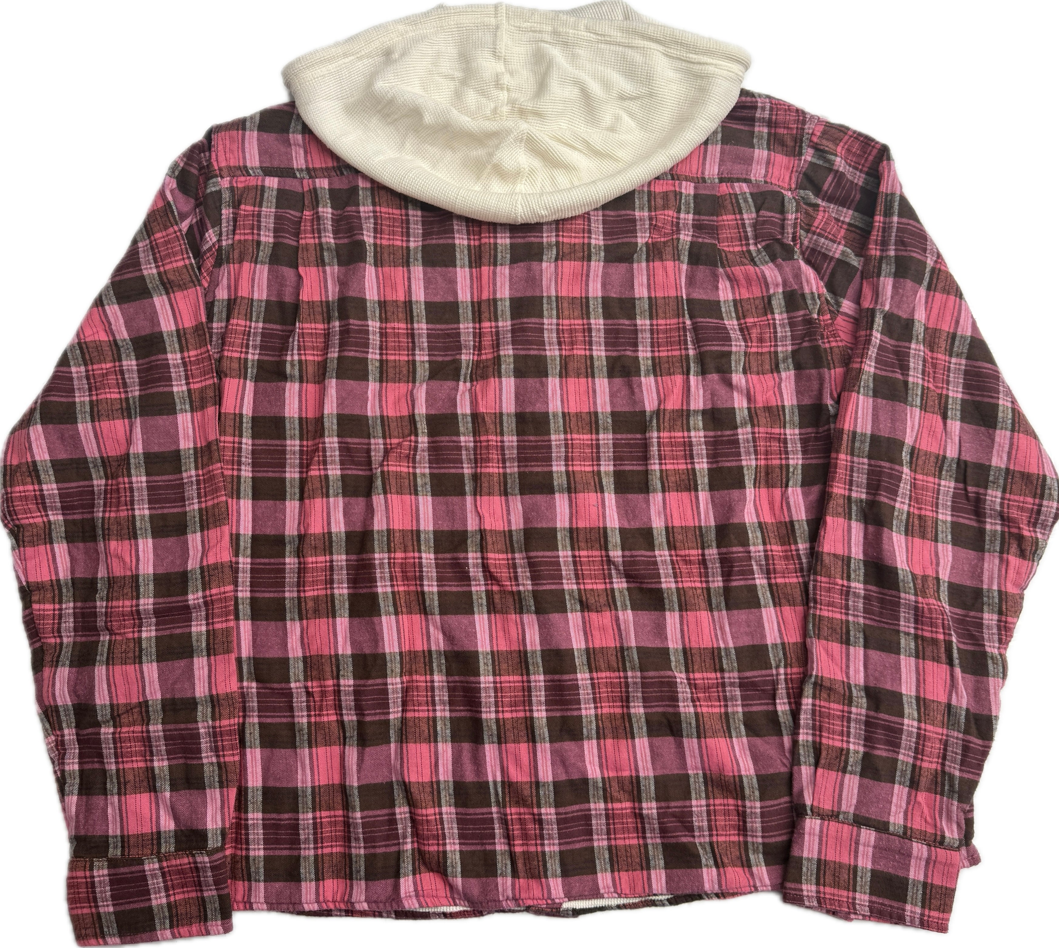 HS Plaid Hooded Button Up