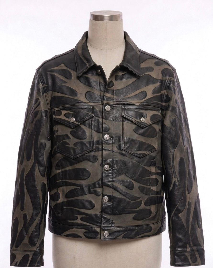 HS Tribal Leather Trucker Jacket